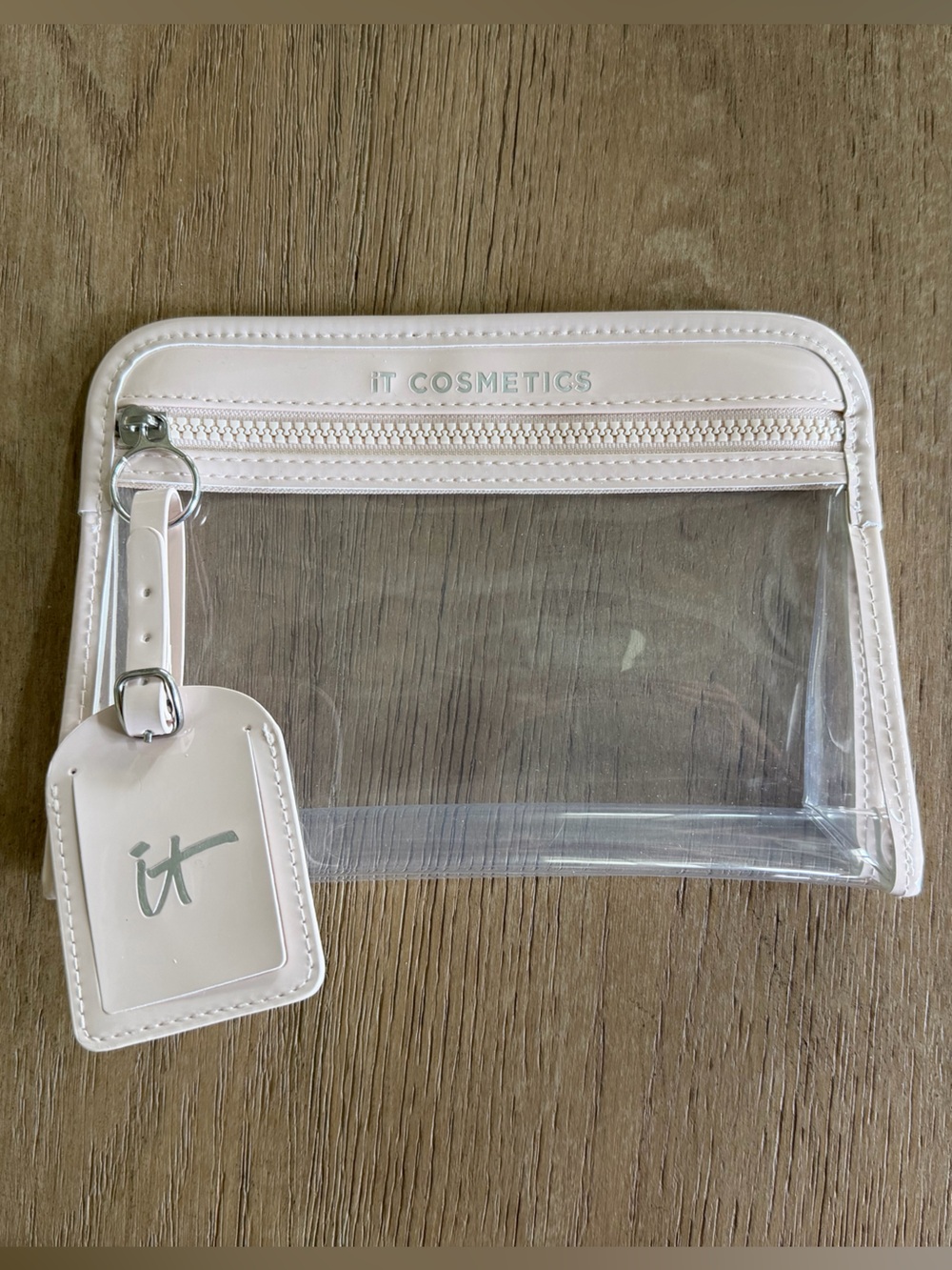 IT Cosmetics Clear Cosmetics Bag with Luggage Tag - NEW